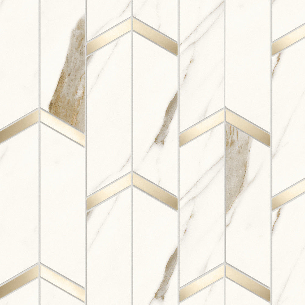 Mosaïque effet Marbre Blanc Calacatta Alba Arrow 46,3x19,2x0,9 cm Brillant Montira - Mur intérieur