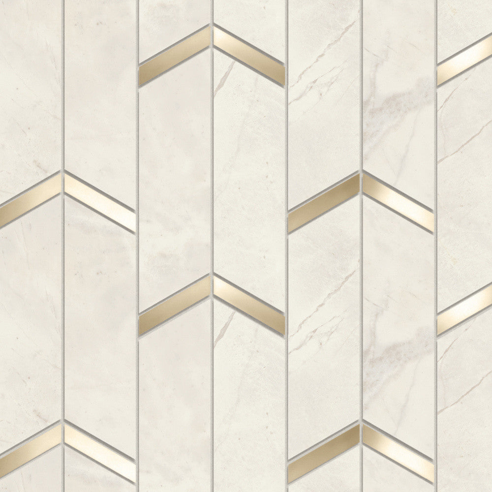 Mosaïque effet Marbre Gris Luna Arrow 46,3x19,2x0,9 cm Brillant Montira - Mur intérieur