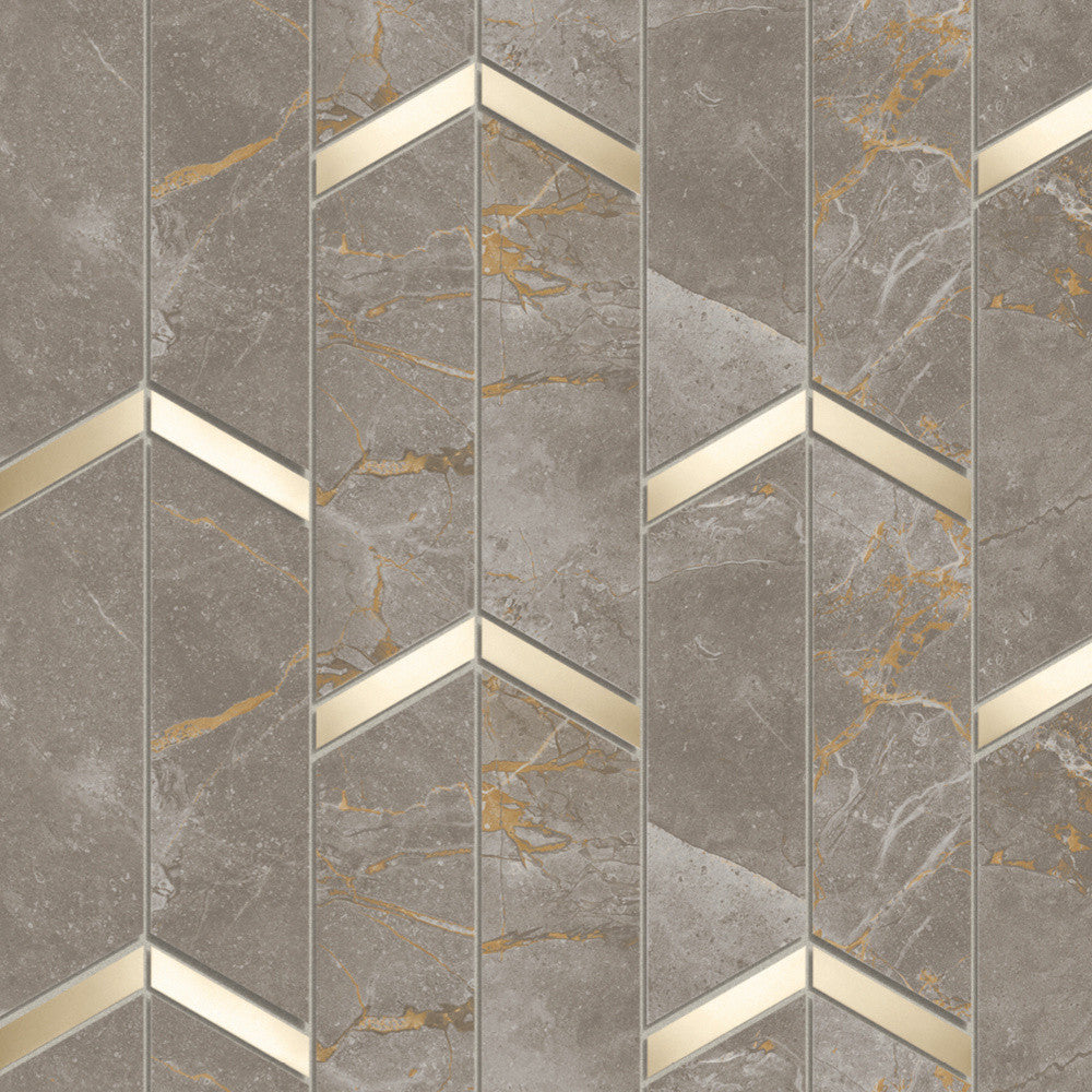 Mosaïque effet Marbre Gris Titan Arrow 46,3x19,2x0,9 cm Brillant Montira - Mur intérieur