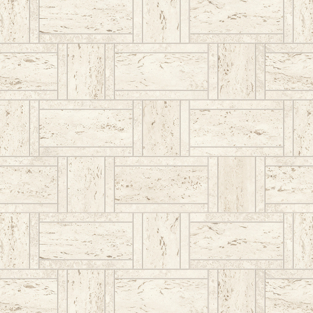 Mosaïque effet Travertin Blanc Treccia 47x35x0,9 cm Mat Neravio - Mur intérieur
