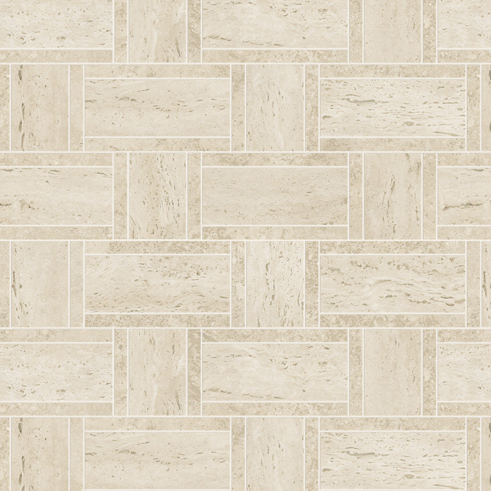 Mosaïque effet Travertin Grège Treccia 47x35x0,9 cm Mat Neravio - Mur intérieur