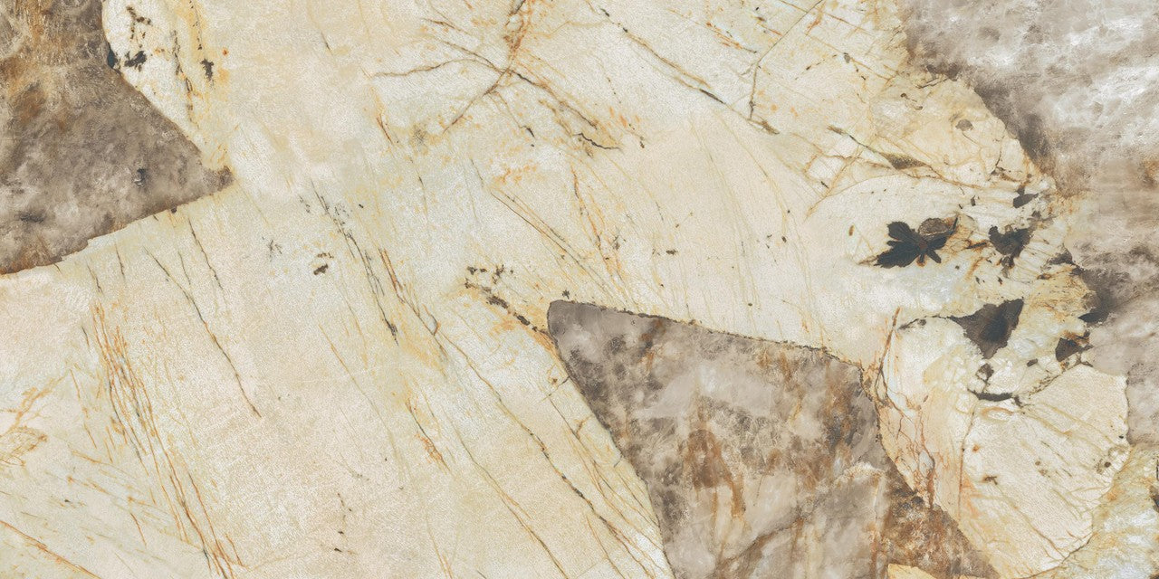 Carrelage effet Pierre Onyx Sable 120x60x0,9 cm Brillant Florenza - Sol et mur intérieur