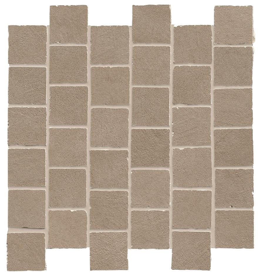 Mosaïque effet Béton Brun Sable Quadra 31x31x0,9 cm Mat Benzaro - Sol et mur intérieur