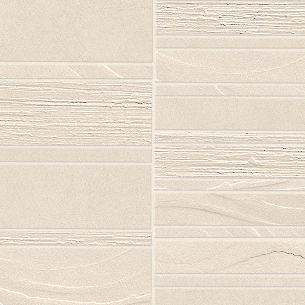 Mosaïque effet Béton 3D Blanc Minéral Mix 30x29,2x0,85 cm Mat Benzaro - Mur intérieur