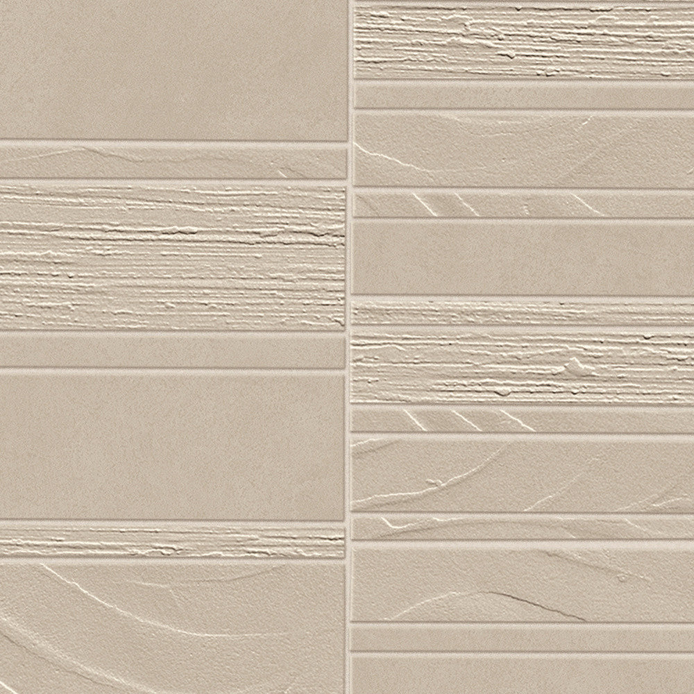 Mosaïque effet Béton 3D Grège Mix 30x29,2x0,85 cm Mat Benzaro - Mur intérieur