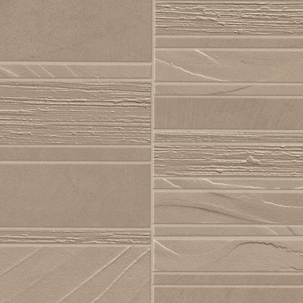 Mosaïque effet Béton 3D Brun Sable Mix 30x29,2x0,85 cm Mat Benzaro - Mur intérieur