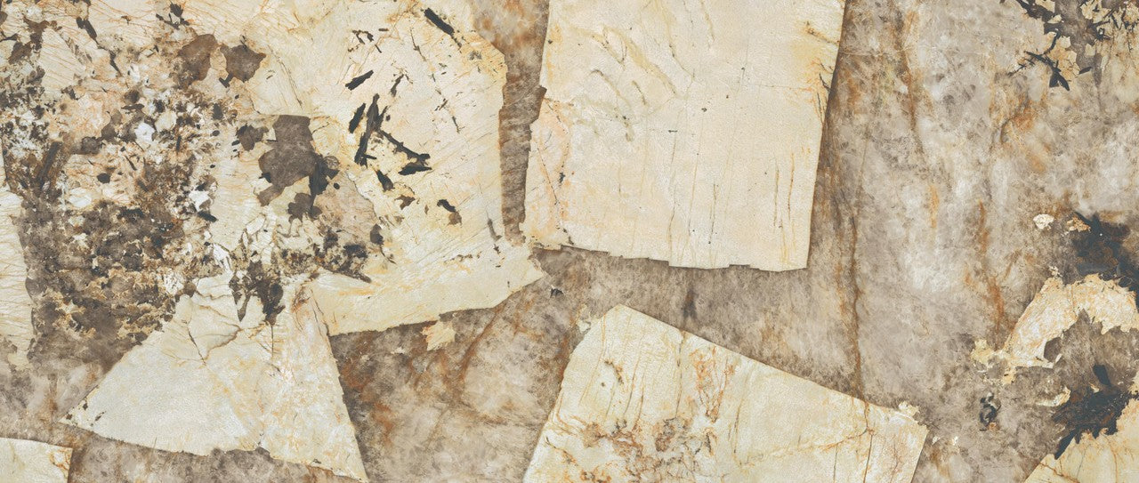 Carrelage effet Pierre Onyx Sable 278x120x0,6 cm Brillant Florenza - Mur intérieur