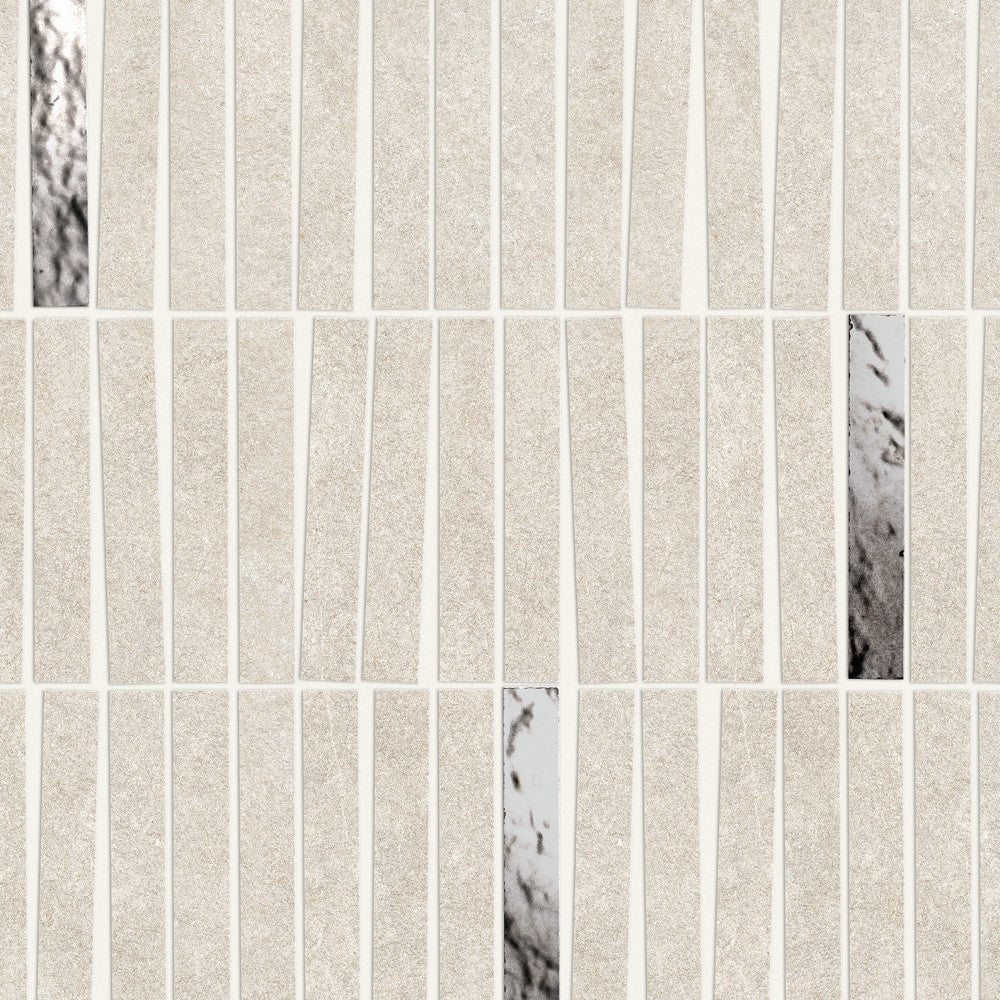 Mosaïque effet Pierre Quartzite Blanc 9,6x1,5 cm Minibrick 35x29,2x0,9 cm Mat Venturo - Mur intérieur