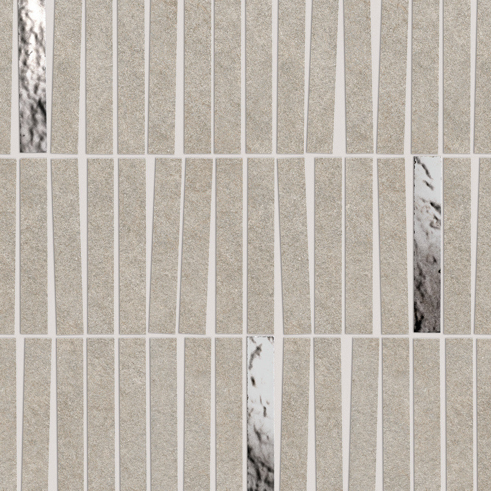 Mosaïque effet Pierre Quartzite Gris Galet 9,6x1,5 cm Minibrick 35x29,2x0,9 cm Mat Venturo - Mur intérieur