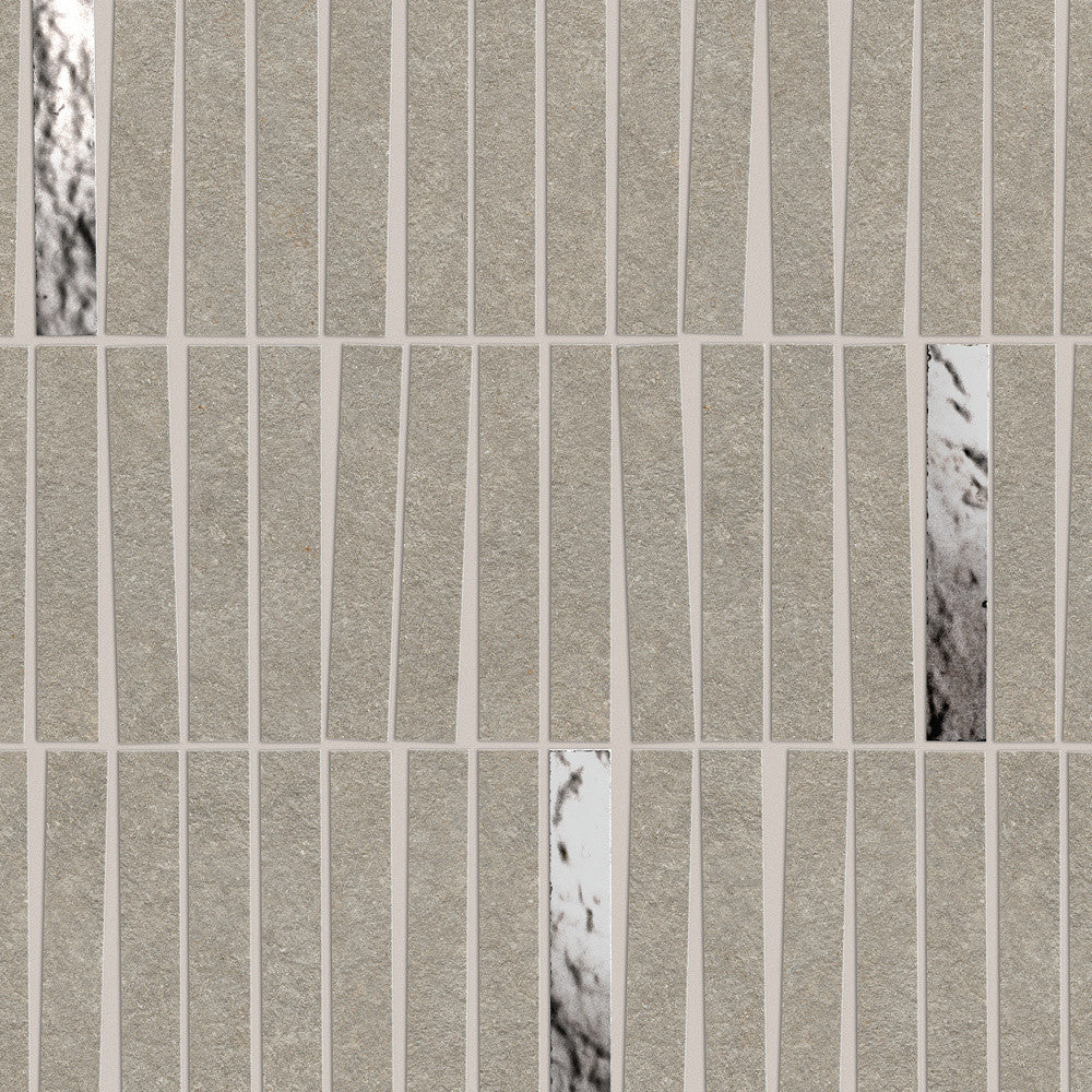 Mosaïque effet Pierre Quartzite Gris Cendré 9,6x1,5 cm Minibrick 35x29,2x0,9 cm Mat Venturo - Mur intérieur