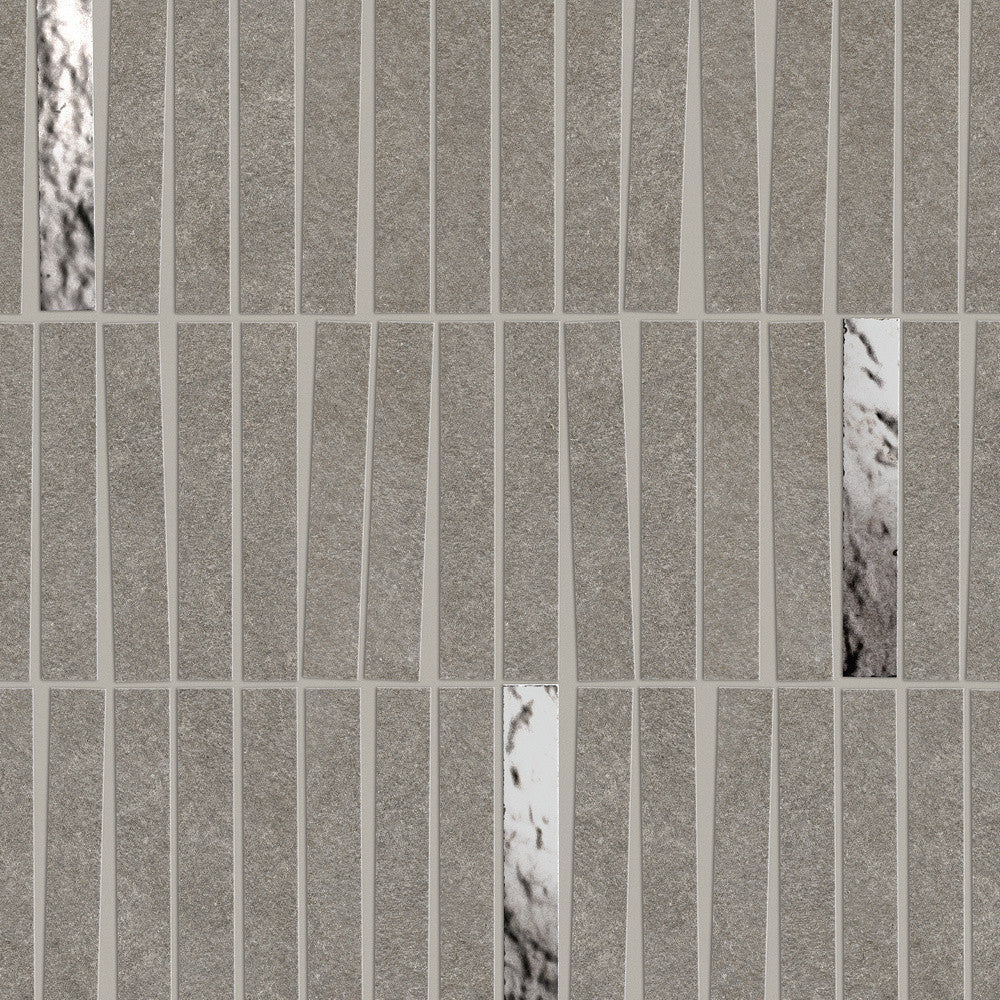 Mosaïque effet Pierre Quartzite Gris Fumé 9,6x1,5 cm Minibrick 35x29,2x0,9 cm Mat Venturo - Mur intérieur