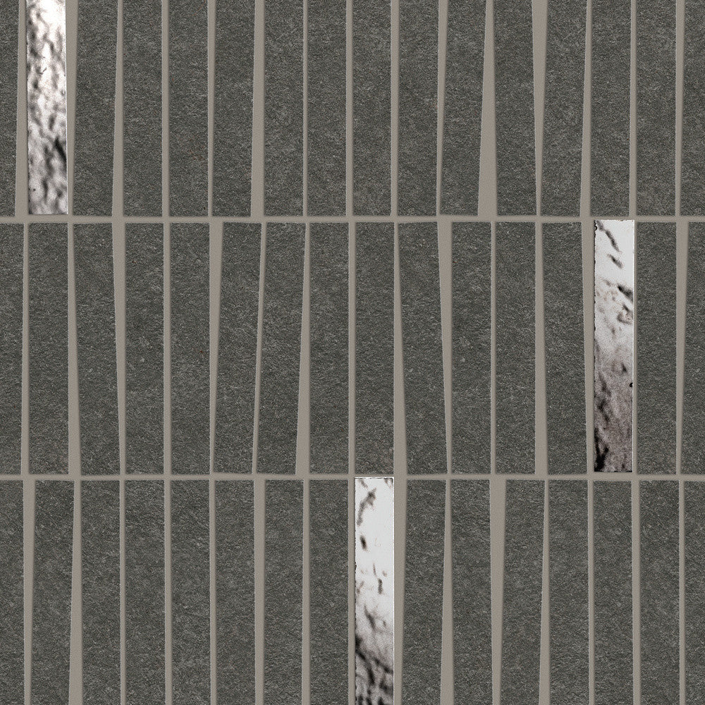 Mosaïque effet Pierre Quartzite Gris Carbone 9,6x1,5 cm Minibrick 35x29,2x0,9 cm Mat Venturo - Mur intérieur