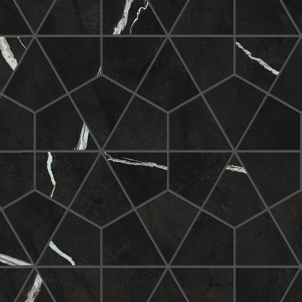 Mosaïque effet Marbre Noir Impérial Hexa 46,6x40,3x0,9 cm Brillant Orsiano - Mur intérieur