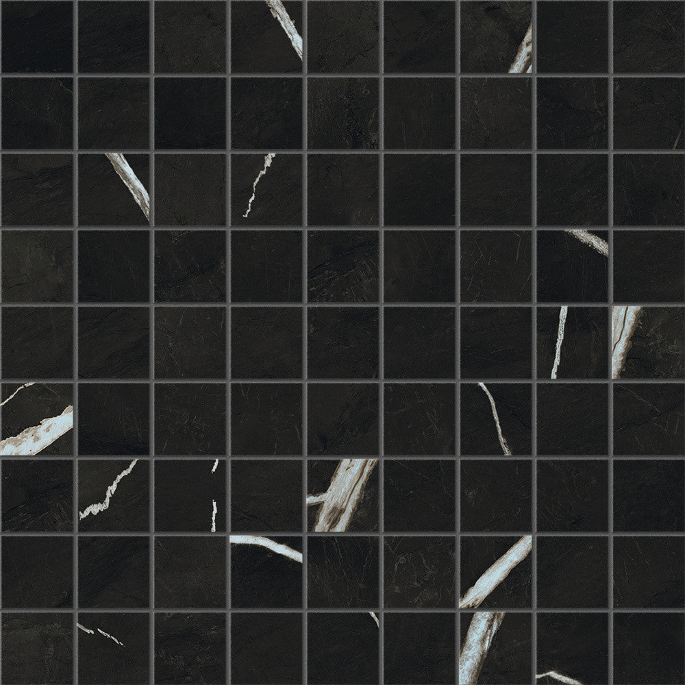 Mosaïque effet Marbre Noir Impérial 3,5x3,5 cm Quadra 30x30x0,9 cm Mat Orsiano - Sol et mur intérieur
