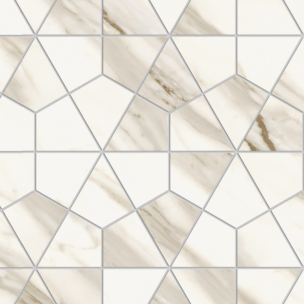Mosaïque effet Marbre Blanc Calacatta Sublime Hexa 46,6x40,3x0,9 cm Brillant Orsiano - Mur intérieur