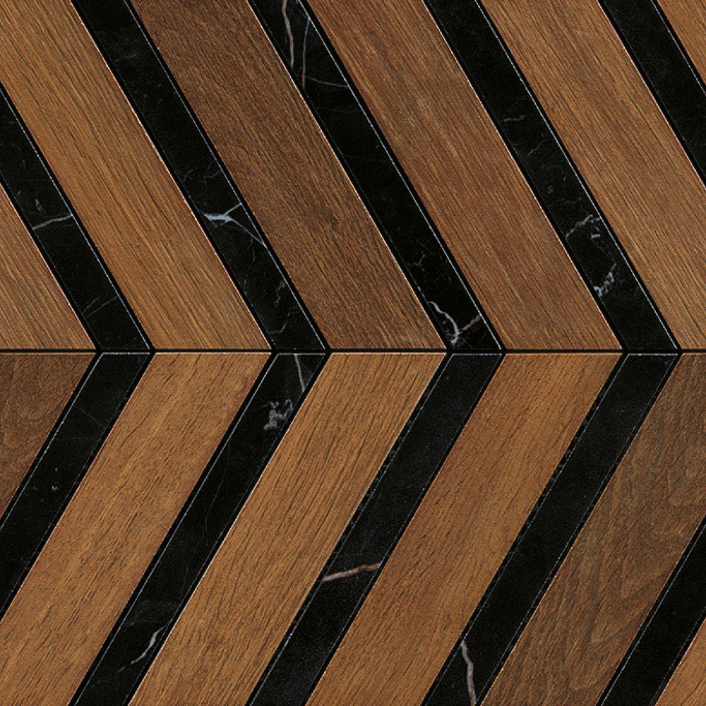 Carrelage effet Parquet Bois Chêne Cognac Chevron Pointe de Hongrie 29,4x28,7x0,95 cm Mat Lorenta - Sol et mur intérieur