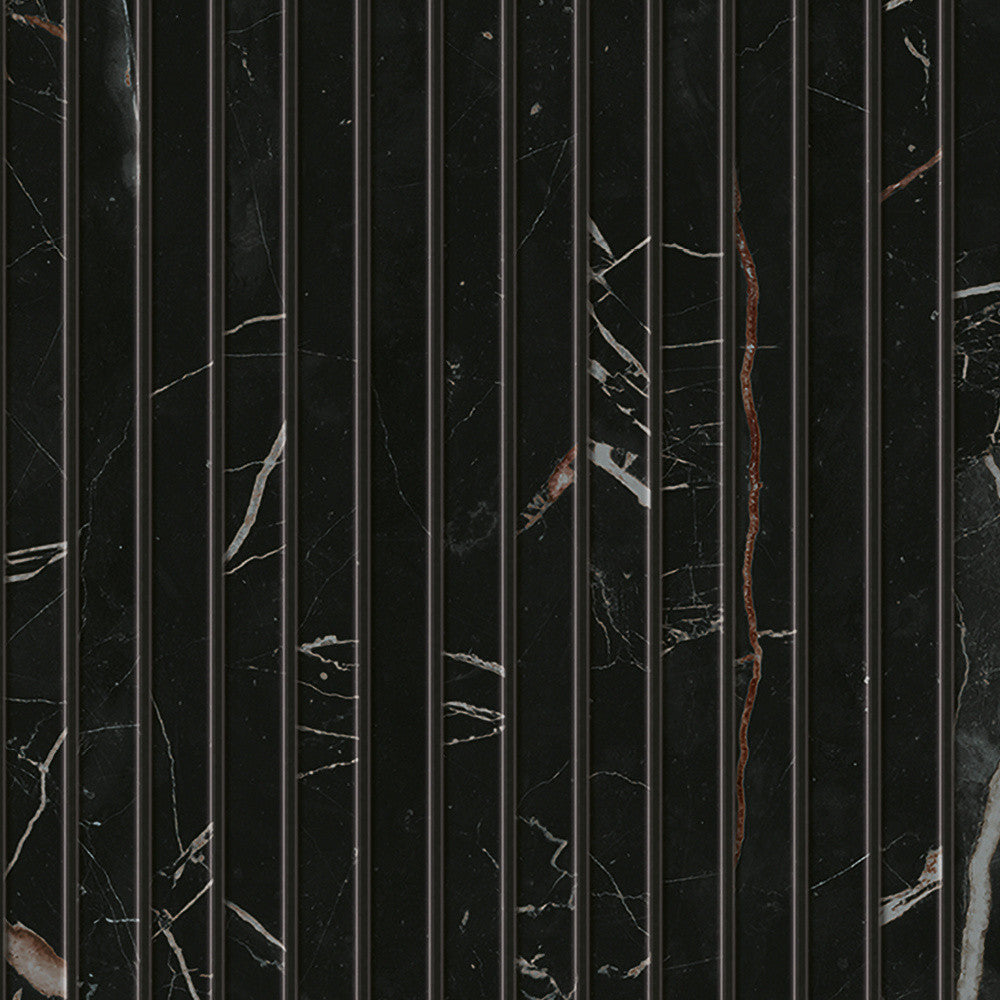 Mosaïque effet Marbre Noir Scuro Riga 30,5x26x0,6 cm Brillant Magnaro - Mur intérieur