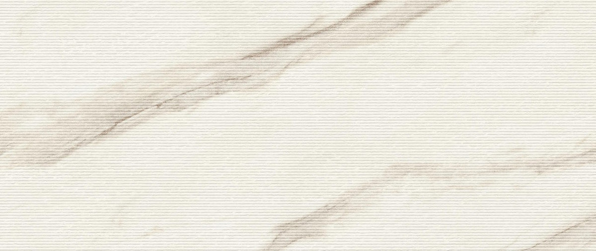 Carrelage effet Marbre 3D Blanc Calacatta Sublime Stripe 120x50x0,85 cm Mat Venerio - Mur intérieur