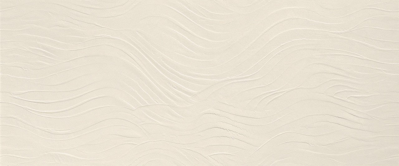 Carrelage effet Béton 3D Blanc Crème Ocean 120x50x0,85 cm Mat Talvoro - Mur intérieur