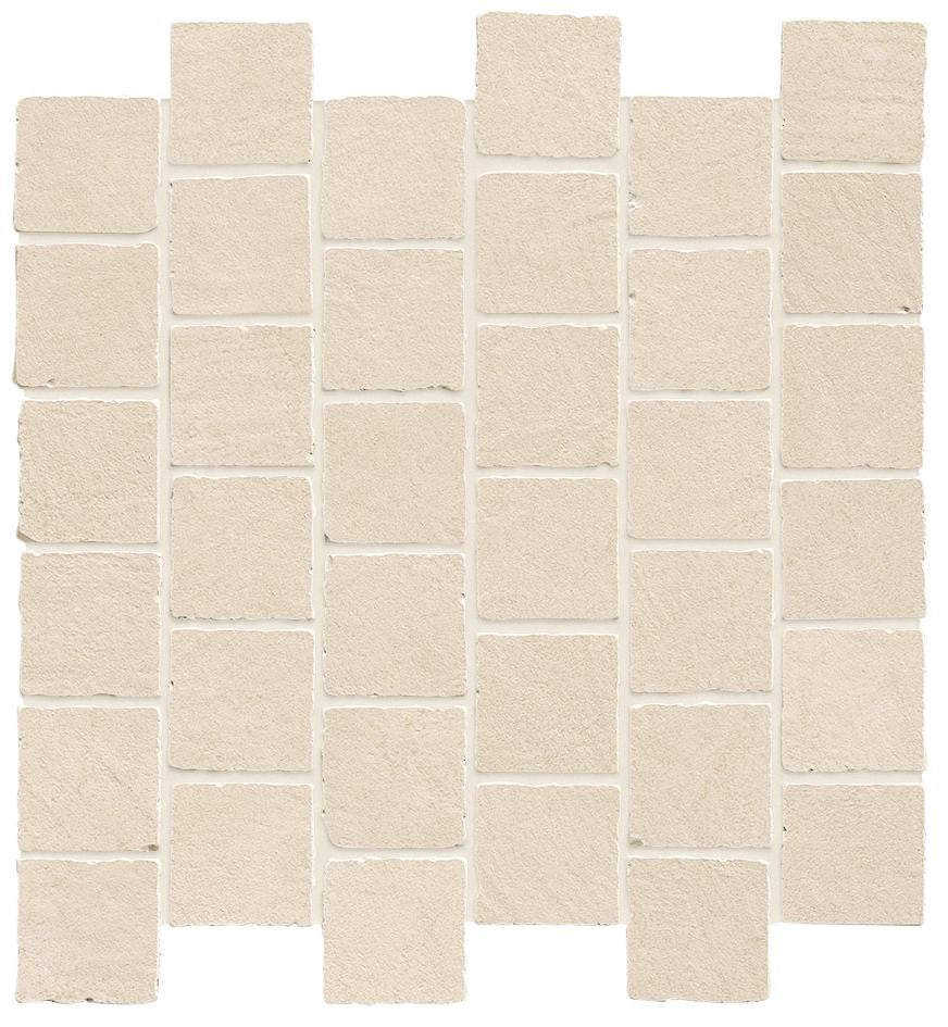 Mosaïque effet Béton Blanc Minéral Quadra 31x31x0,9 cm Mat Benzaro - Sol et mur intérieur