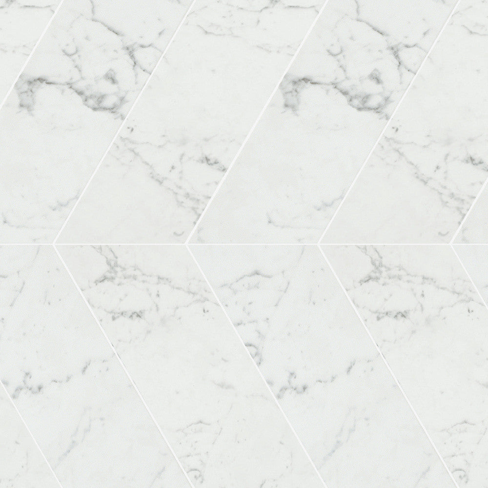 Mosaïque effet Marbre Blanc Carrare Chevron 22,9x22,5x0,95 cm Brillant Marvillo - Mur intérieur