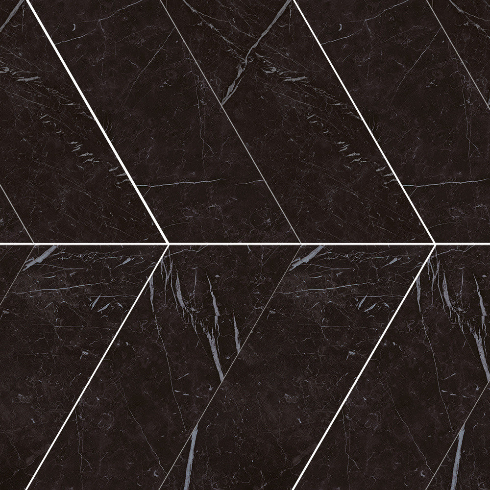 Mosaïque effet Marbre Noir Marquina Chevron 22,9x22,5x0,95 cm Brillant Marvillo - Mur intérieur