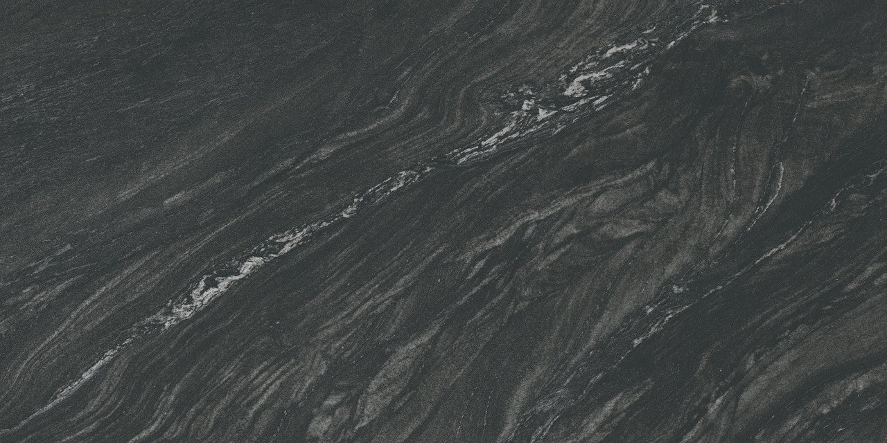Carrelage effet Marbre Noir Vulcano 120x60x0,9 cm Velours Sorvella - Sol et mur intérieur