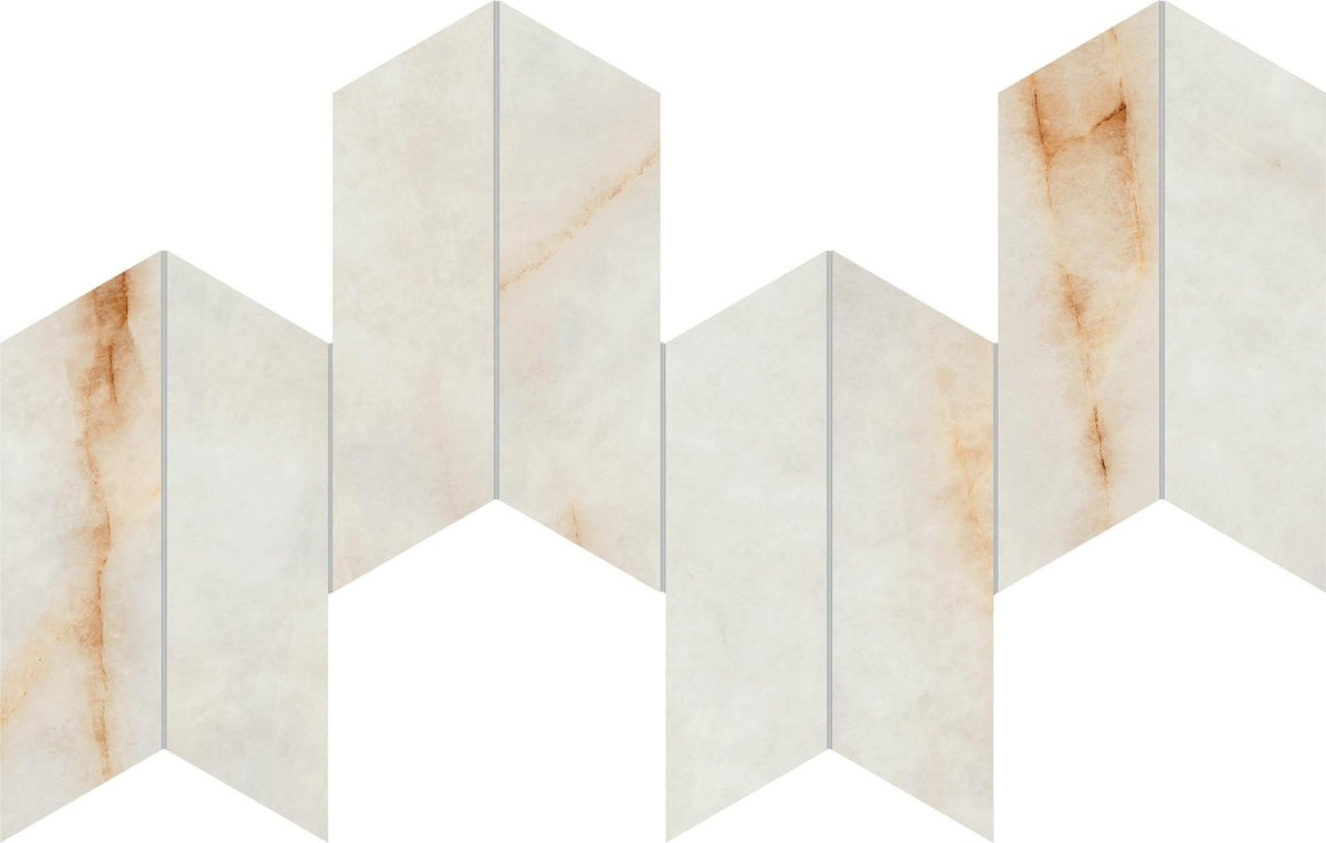 Mosaïque effet Marbre Blanc Cristallo Arrow 46,3x17,5x0,9 cm Velours Sorvella - Mur intérieur