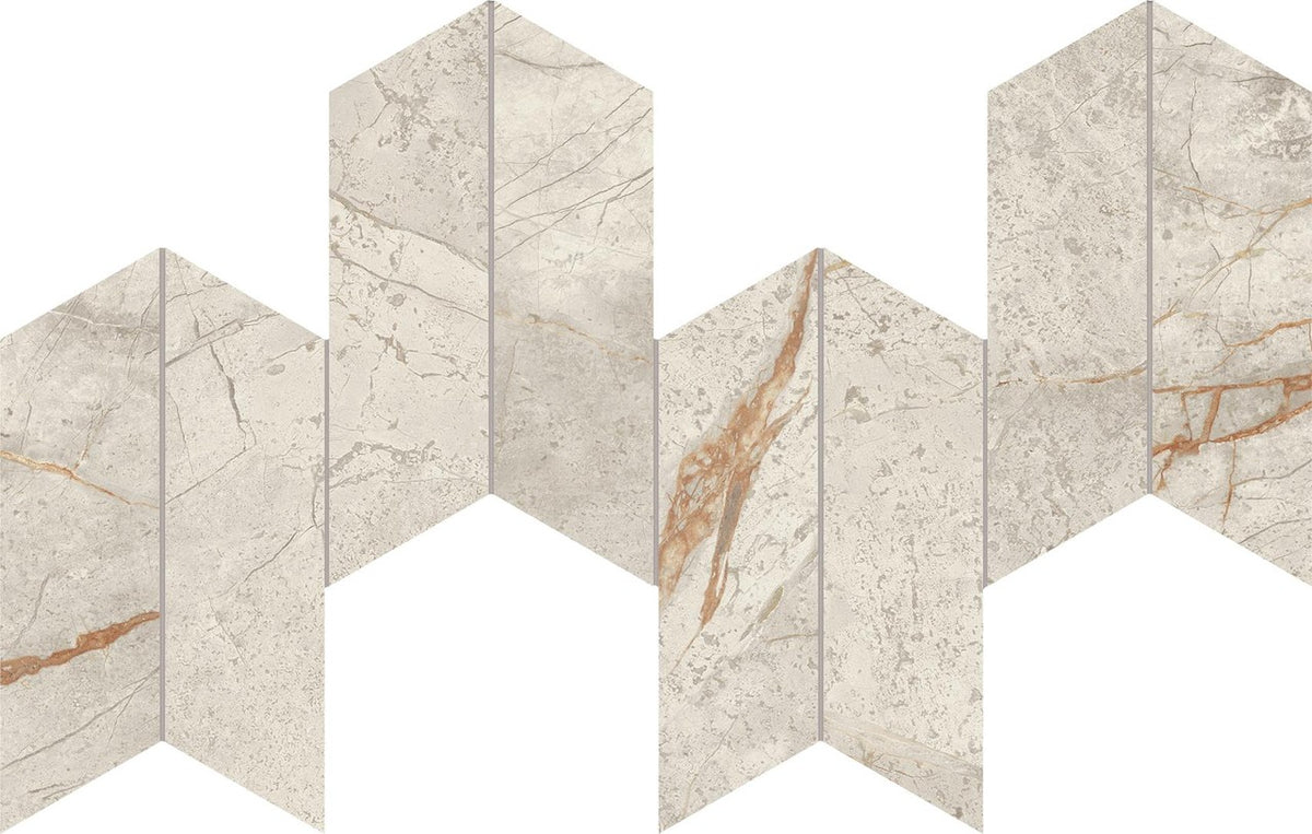 Mosaïque effet Marbre Blanc Himalaya Arrow 46,3x17,5x0,9 cm Velours Sorvella - Mur intérieur