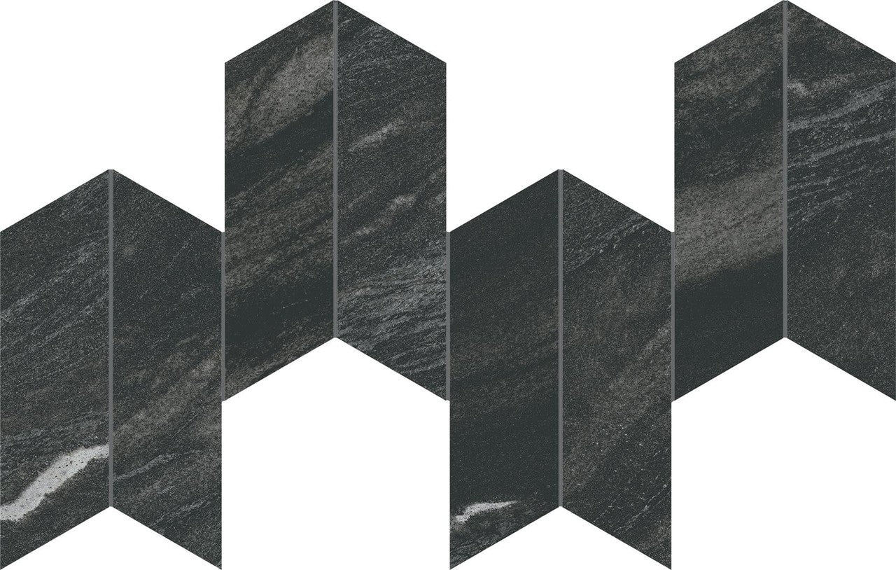 Mosaïque effet Marbre Noir Vulcano Arrow 46,3x17,5x0,9 cm Velours Sorvella - Mur intérieur