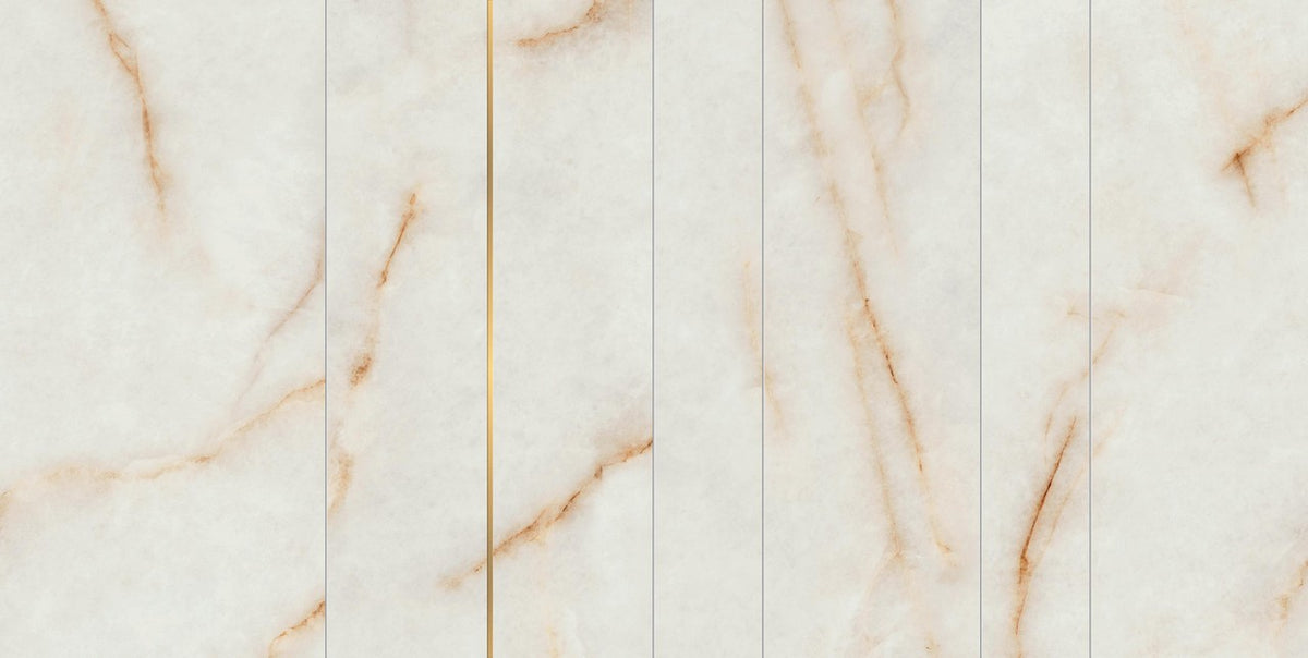 Carrelage effet Marbre Blanc Cristallo Ridge 118,2x59,5x0,9 cm Velours Sorvella - Mur intérieur