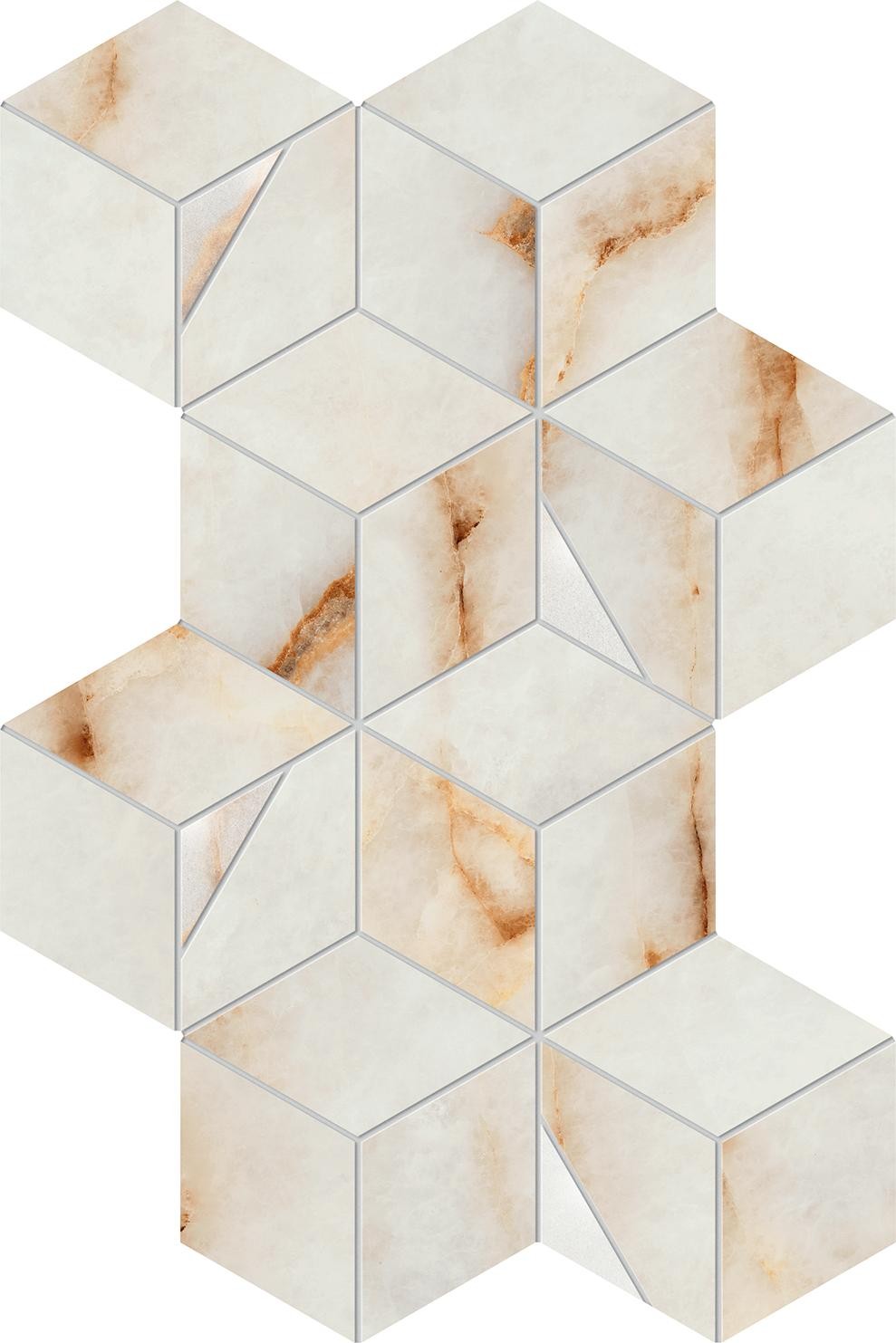 Mosaïque effet Marbre Blanc Cristallo Hexa 40,3x23,3x0,9 cm Brillant Sorvella - Mur intérieur
