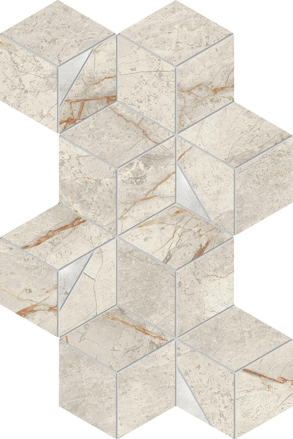 Mosaïque effet Marbre Blanc Himalaya Hexa 40,3x23,3x0,9 cm Brillant Sorvella - Mur intérieur