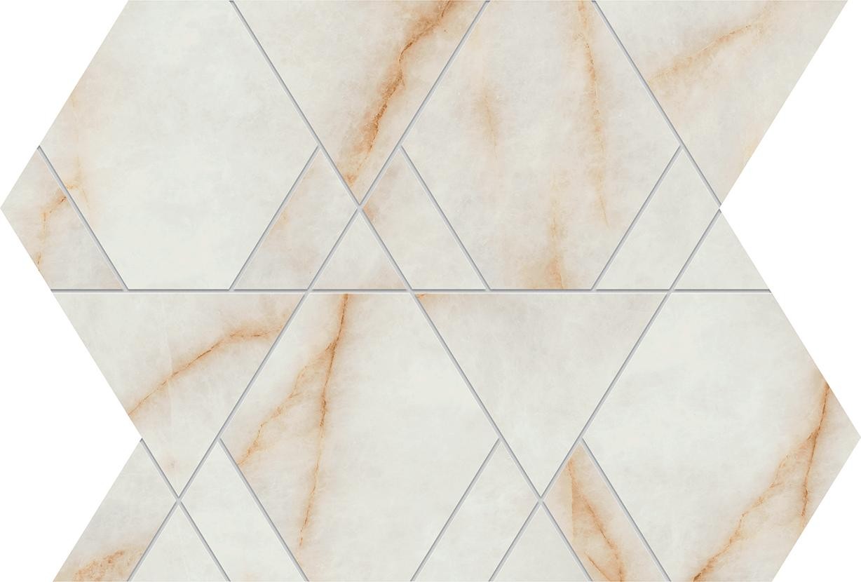 Mosaïque effet Marbre Blanc Cristallo Triangle Mix 33,4x28,9x0,9 cm Brillant Sorvella - Mur intérieur