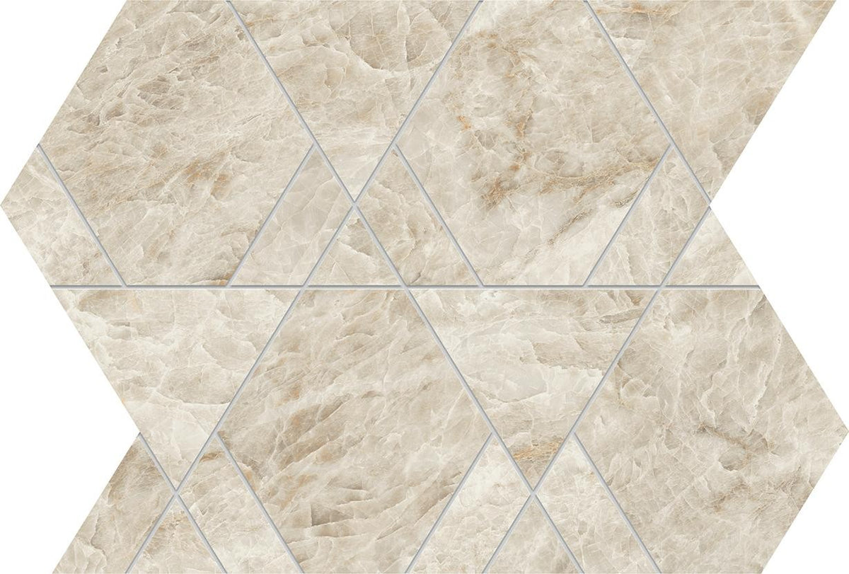Mosaïque effet Marbre Blanc Impérial Triangle Mix 33,4x28,9x0,9 cm Brillant Sorvella - Mur intérieur