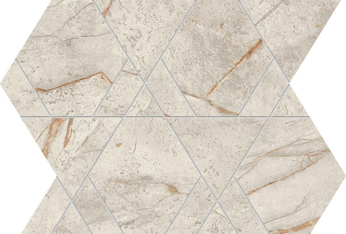Mosaïque effet Marbre Blanc Himalaya Triangle Mix 33,4x28,9x0,9 cm Brillant Sorvella - Mur intérieur