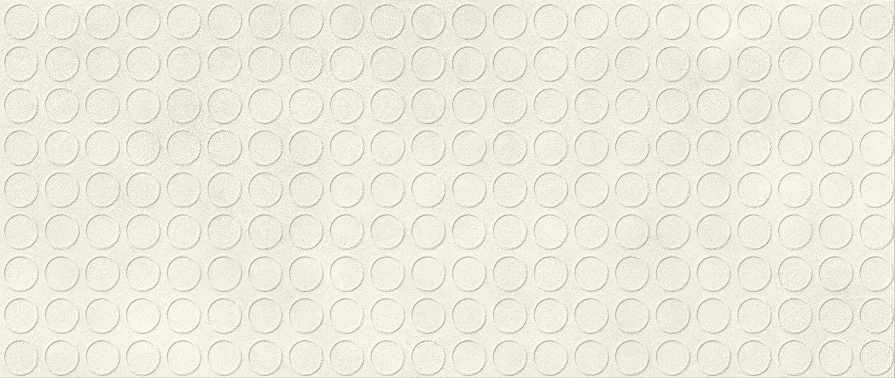 Carrelage effet Béton 3D Blanc Sable Circles 120x50x1 cm Mat Stavira - Mur intérieur