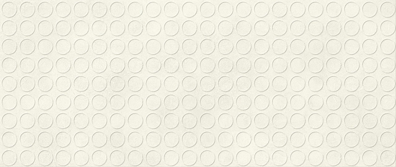 Carrelage effet Béton 3D Blanc Sable Circles 120x50x1 cm Mat Stavira - Mur intérieur