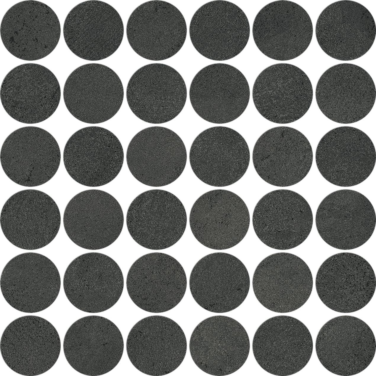 Mosaïque effet Béton Gris Charbon 5,2 cm Rond 32x32x0,9 cm Mat Stavira - Sol et mur intérieur