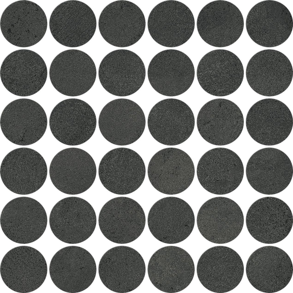 Mosaïque effet Béton Gris Charbon 5,2 cm Rond 32x32x0,9 cm Mat Stavira - Sol et mur intérieur