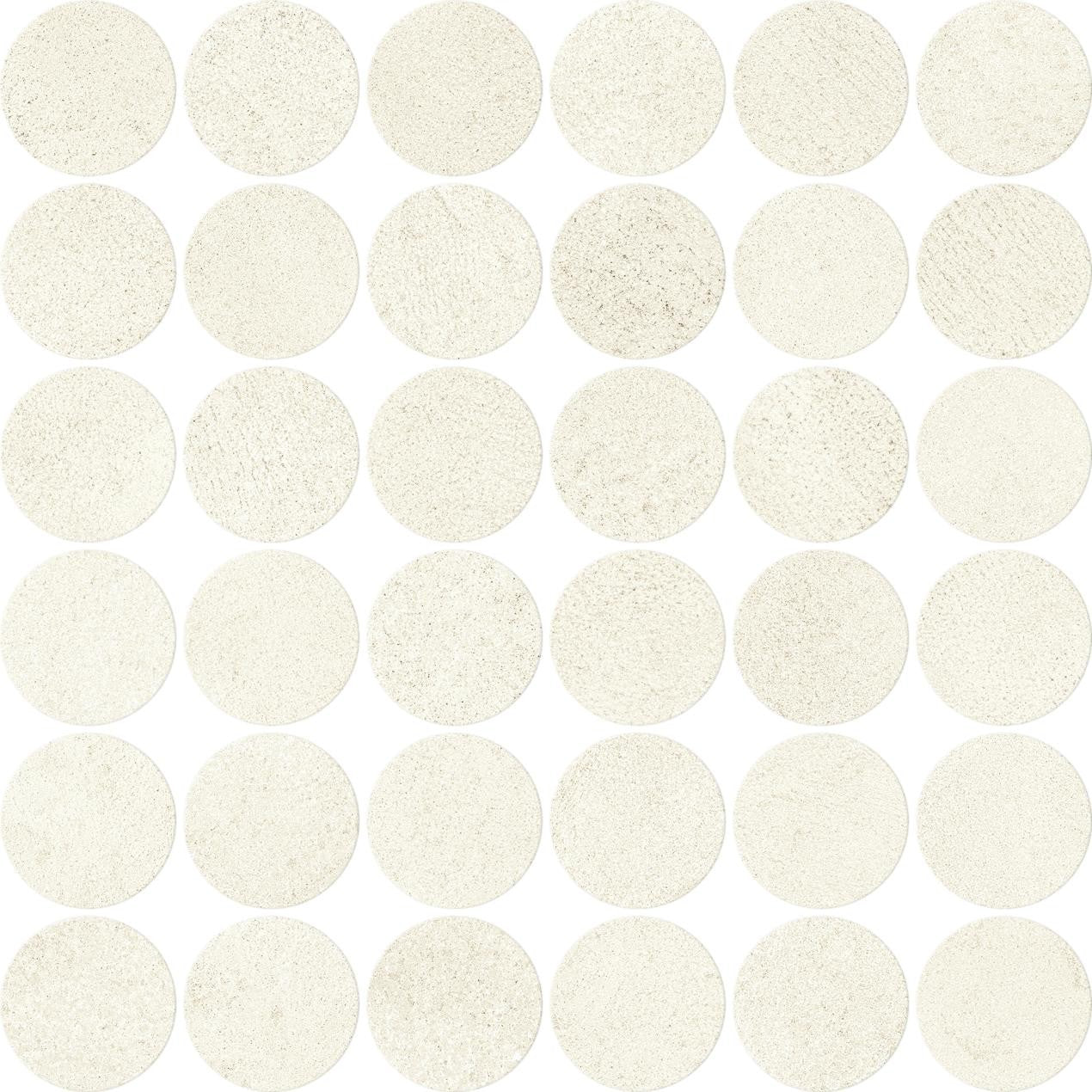 Mosaïque effet Béton Blanc Sable 5,2 cm Rond 32x32x0,9 cm Mat Stavira - Sol et mur intérieur