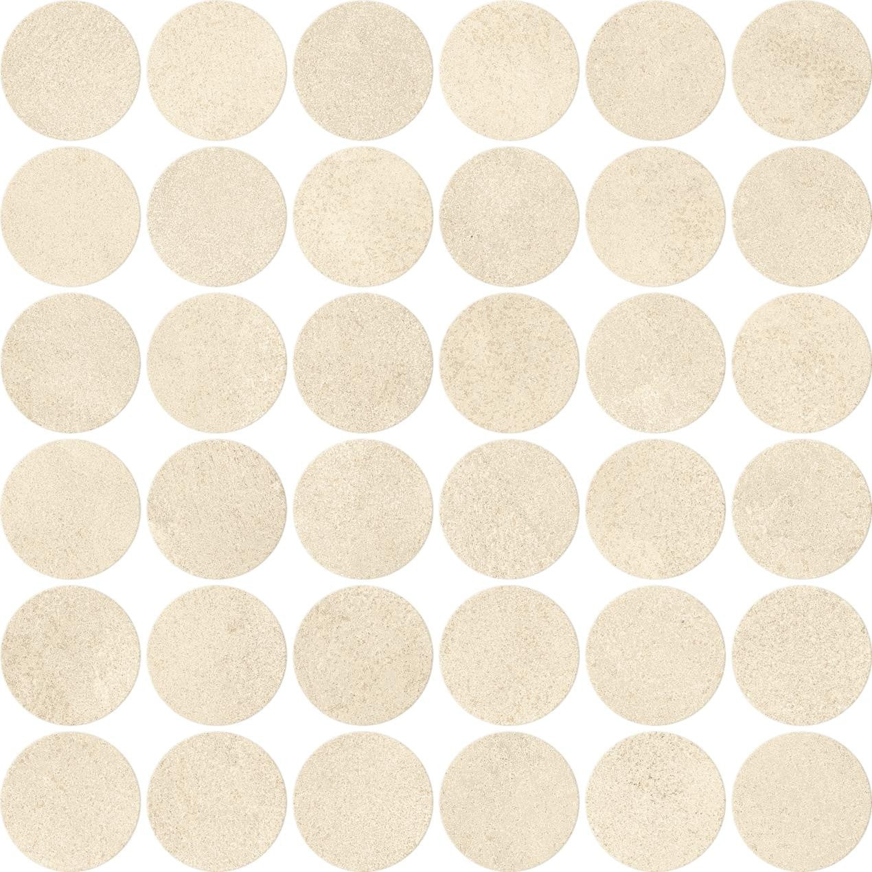 Mosaïque effet Béton Beige Coquille 5,2 cm Rond 32x32x0,9 cm Mat Stavira - Sol et mur intérieur