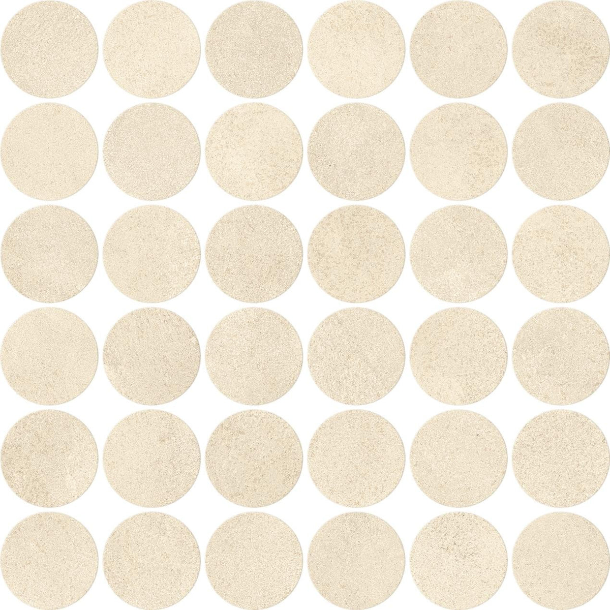 Mosaïque effet Béton Beige Coquille 5,2 cm Rond 32x32x0,9 cm Mat Stavira - Sol et mur intérieur
