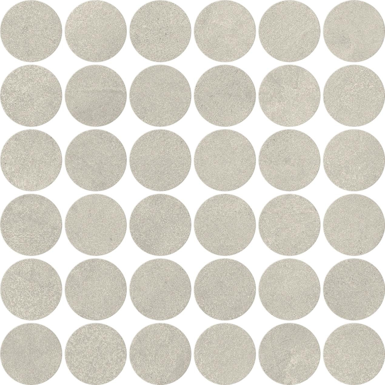 Mosaïque effet Béton Gris Argile 5,2 cm Rond 32x32x0,9 cm Mat Stavira - Sol et mur intérieur