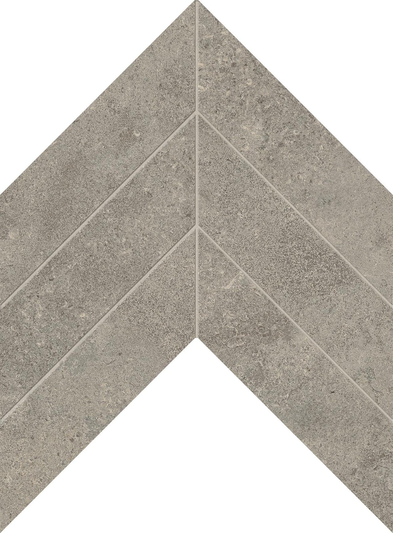 Mosaïque effet Pierre Calcaire Gris Cendré Chevron Pointe de Hongrie 35,6x30,5x0,9 cm Mat Rocalta - Sol et mur intérieur