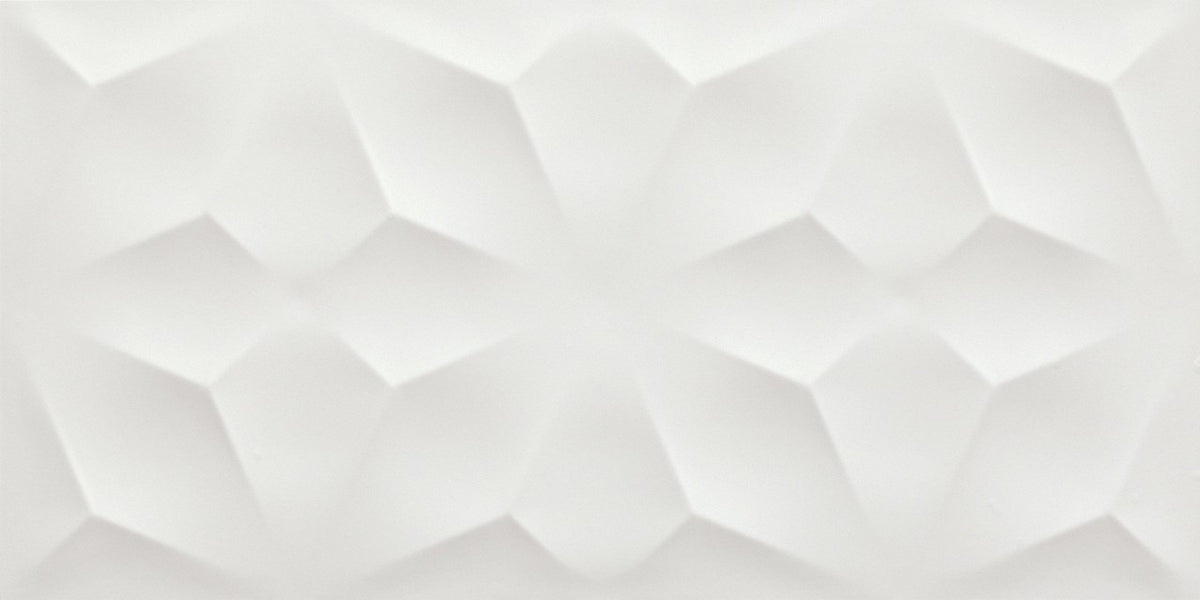 Carrelage 3D Blanc Gem 80x40x1 cm Mat Cavaro - Mur intérieur