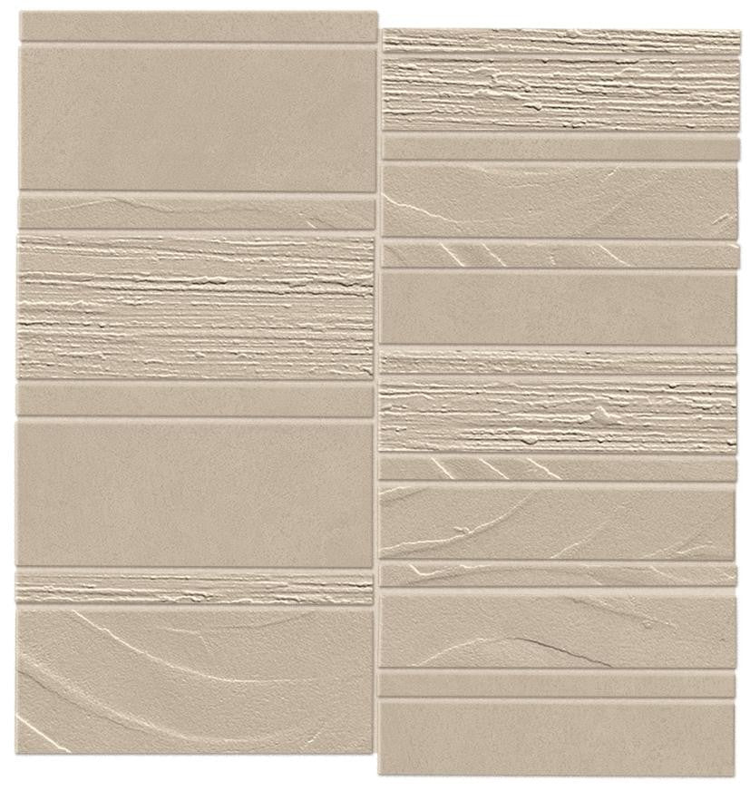 Mosaïque effet Béton 3D Grège Mix 30x29,2x0,85 cm Mat Benzaro - Mur intérieur