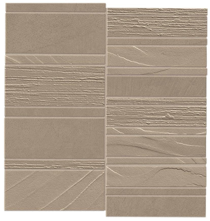 Mosaïque effet Béton 3D Brun Sable Mix 30x29,2x0,85 cm Mat Benzaro - Mur intérieur
