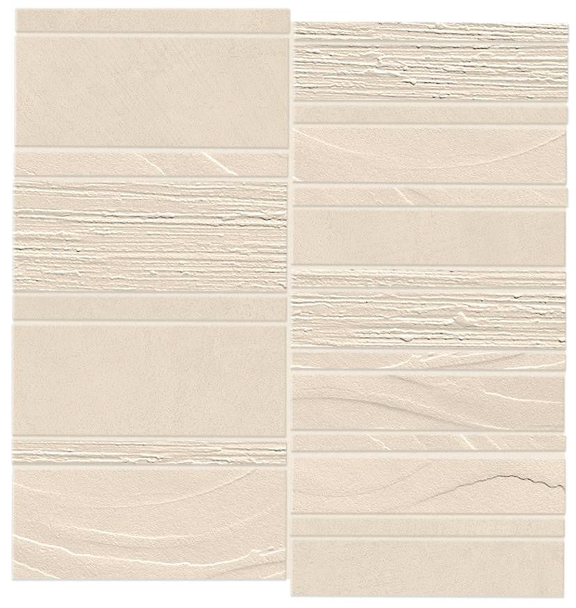 Mosaïque effet Béton 3D Blanc Minéral Mix 30x29,2x0,85 cm Mat Benzaro - Mur intérieur