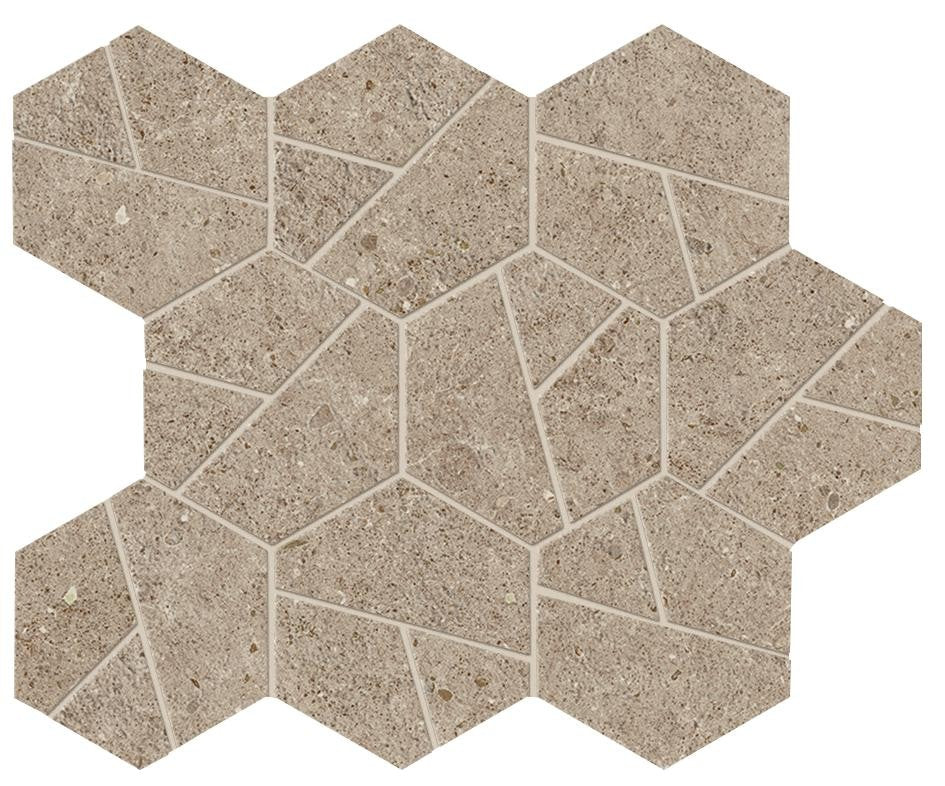 Mosaïque effet Pierre Calcaire Grège Hexa 28,5x25x0,9 cm Mat Domella - Sol et mur intérieur